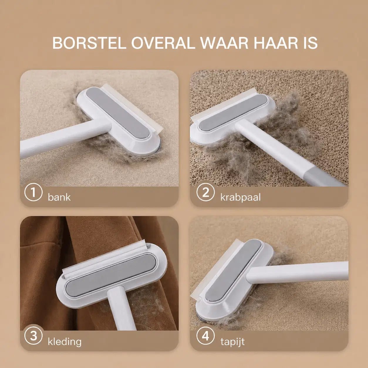 Duurzame en herbruikbare dierharen borstel voor dagelijks gebruik in een huishouden met huisdieren.